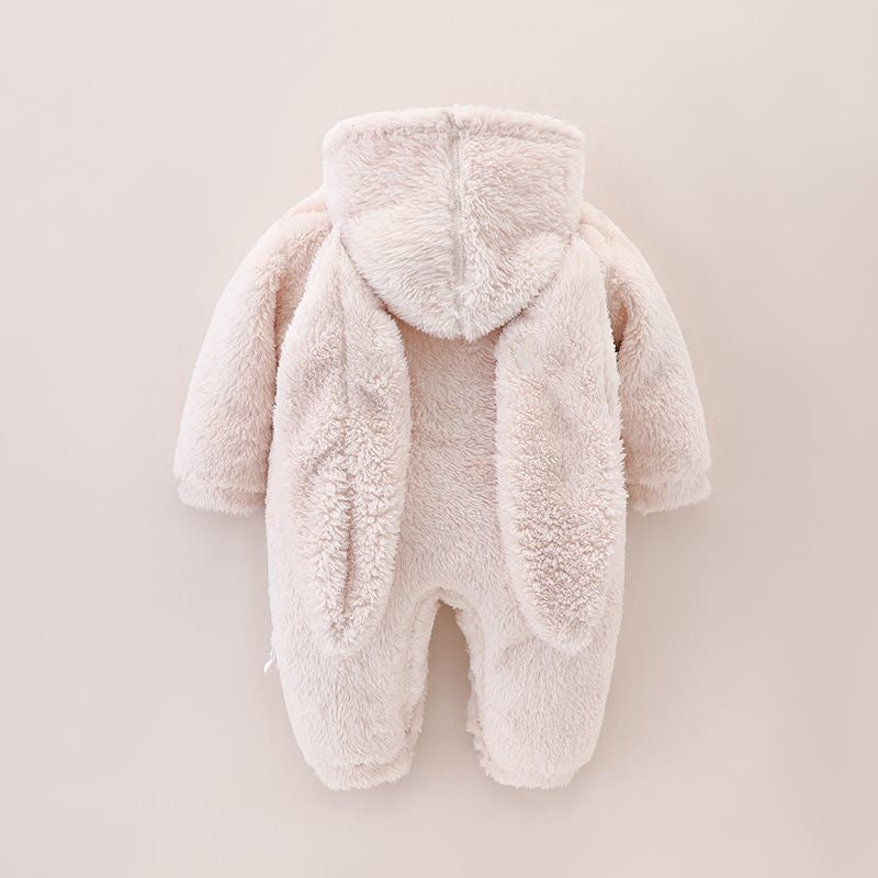 Winter Warm Baby Fur & Velvet Jumpsuit – Hooded & Cozy Climbing Outfit