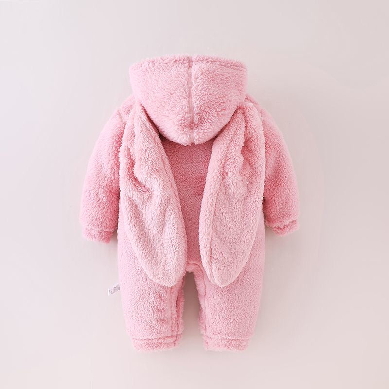 Winter Warm Baby Fur & Velvet Jumpsuit – Hooded & Cozy Climbing Outfit