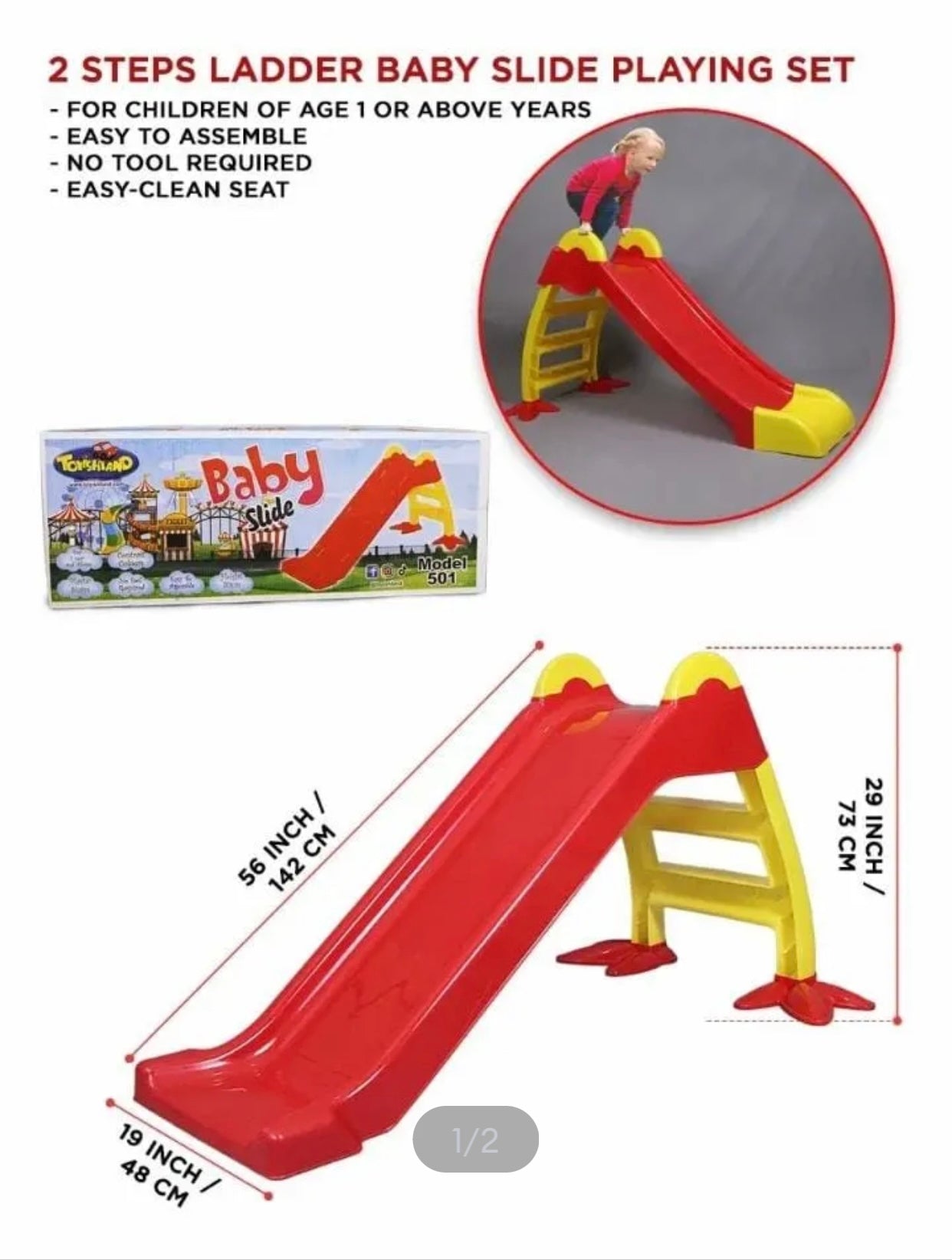 3 Step Kids Plastic Fiber Slide and Climber for Indoor or Outdoor